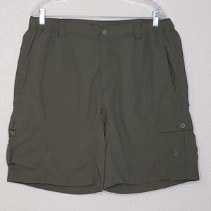 The North Face Mens Shorts Large Green Elastic Waist Cargo Pocket Moisture Wick